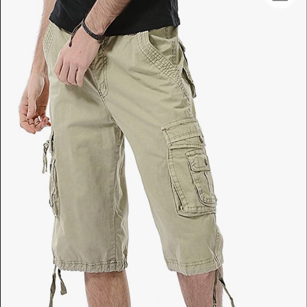 Mens Long Length Cargo Shorts in Khaki 🆕